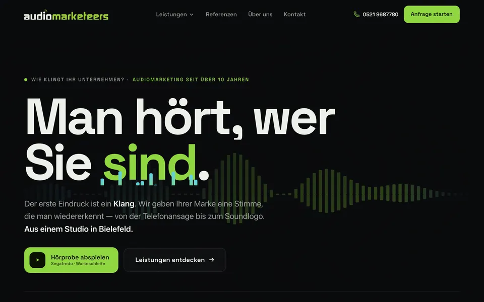 Website-Manufaktur-Demo-Seite für audiomarketeers, Bielefeld