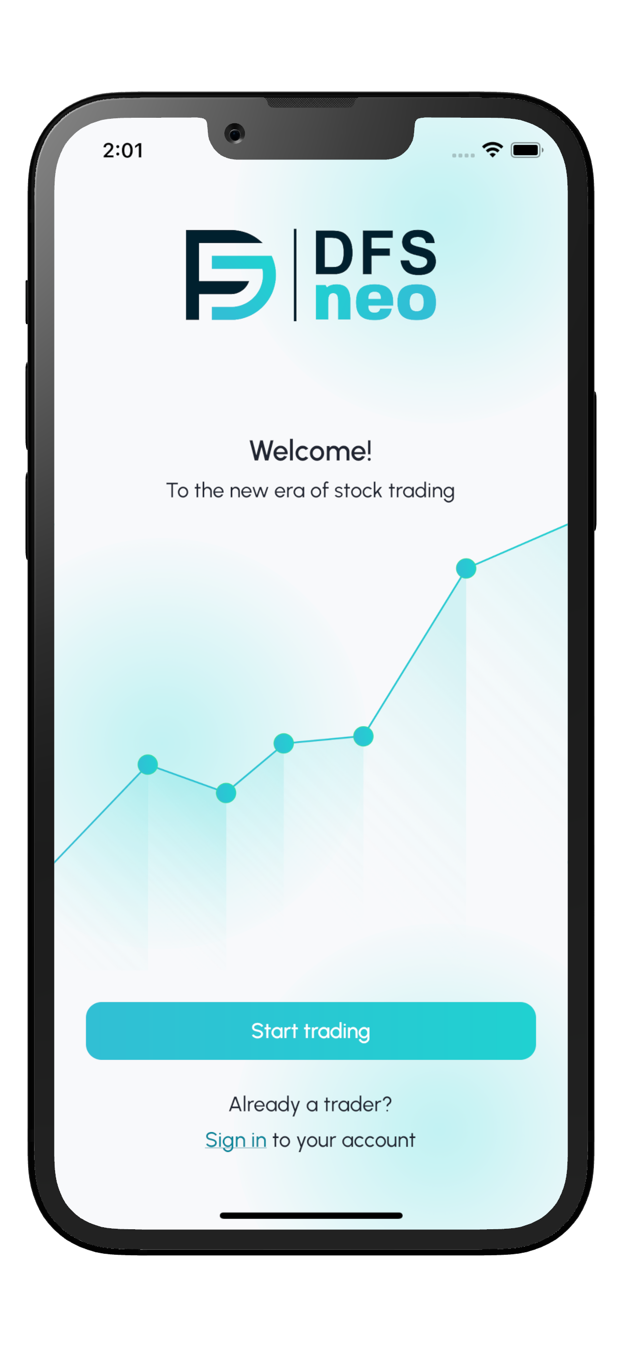 DFS neo — Trading-App mit Aktienkurs-Verlauf auf dem iPhone