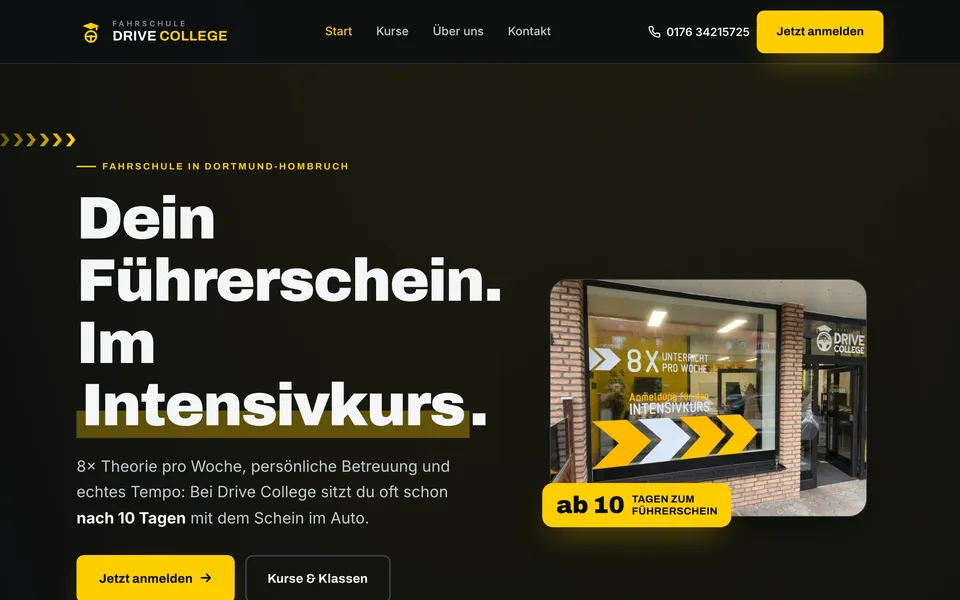 Website-Manufaktur-Demo-Seite für Fahrschule Drive College, Dortmund