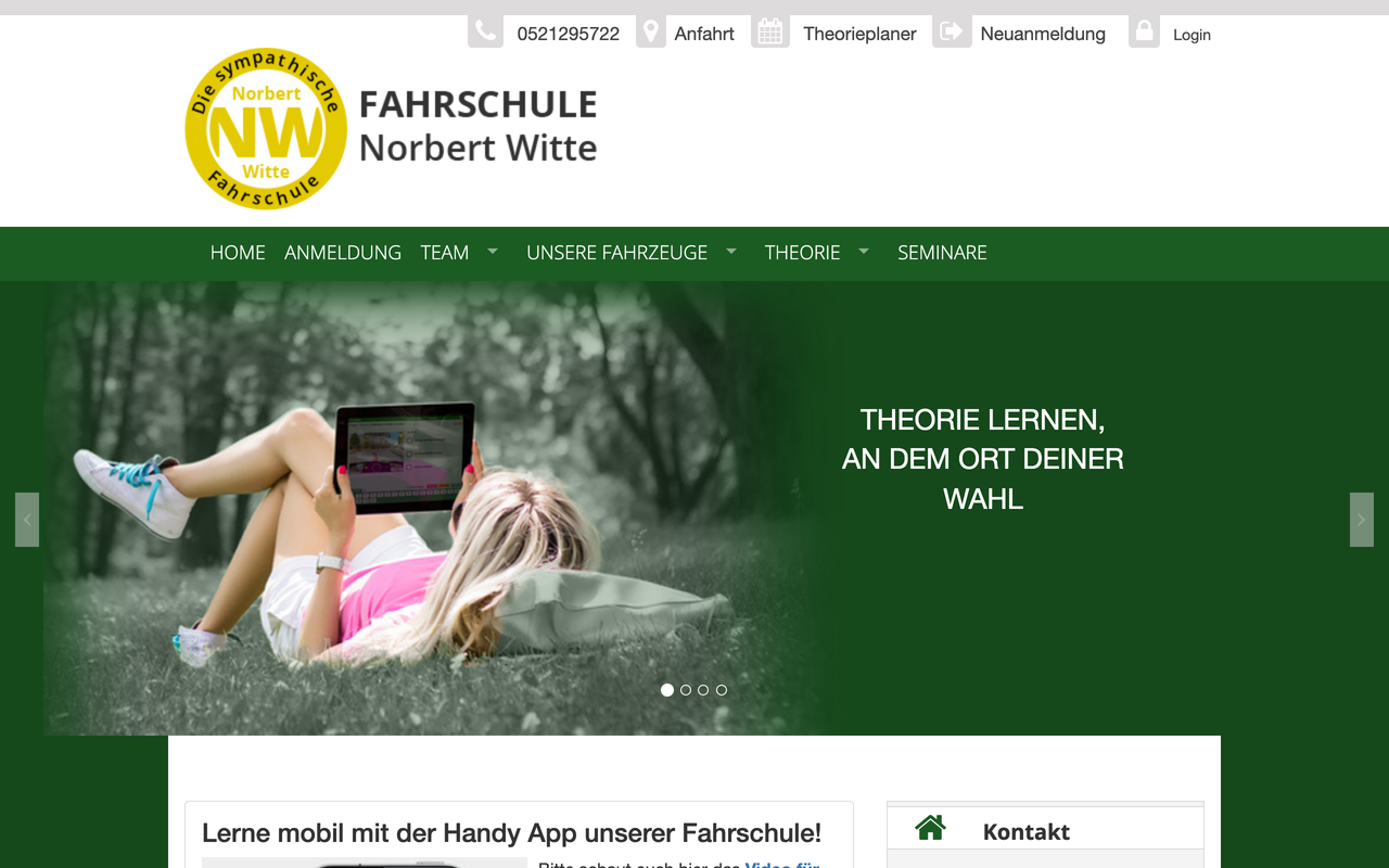 Old website: dated layout, not built for mobile.