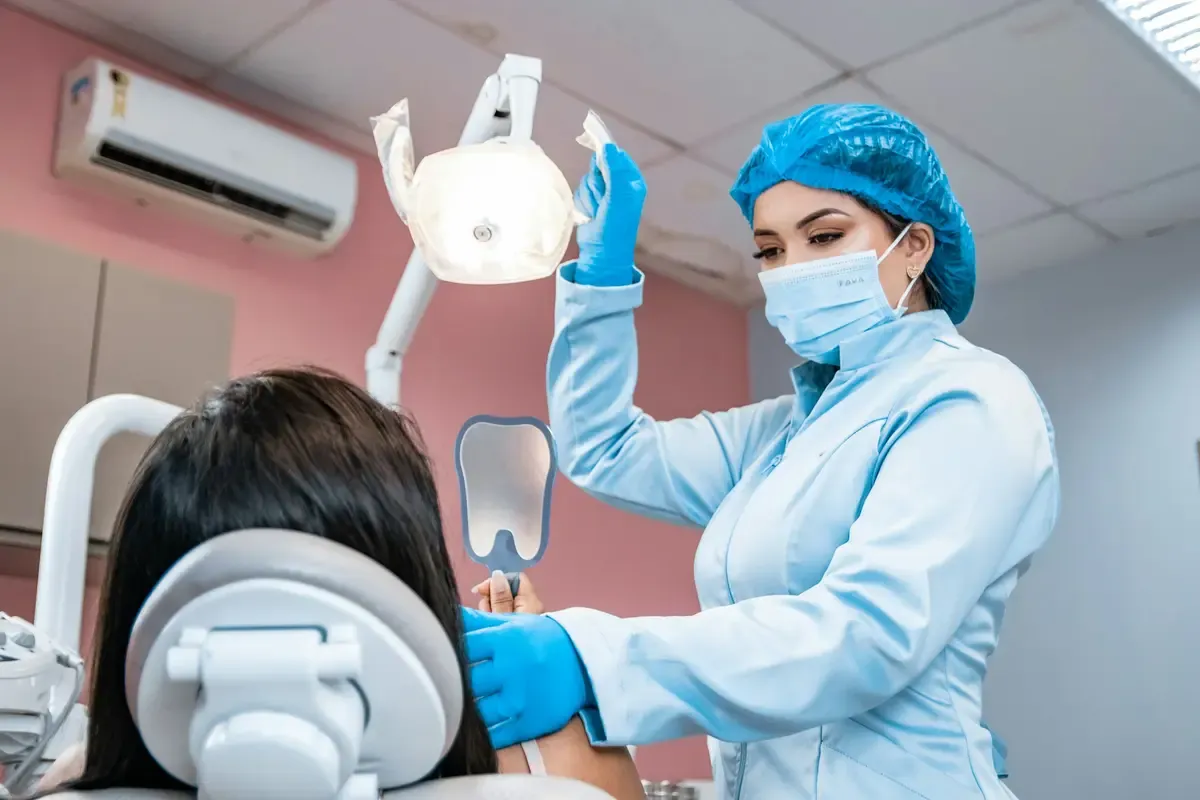 Dentist in a consultation