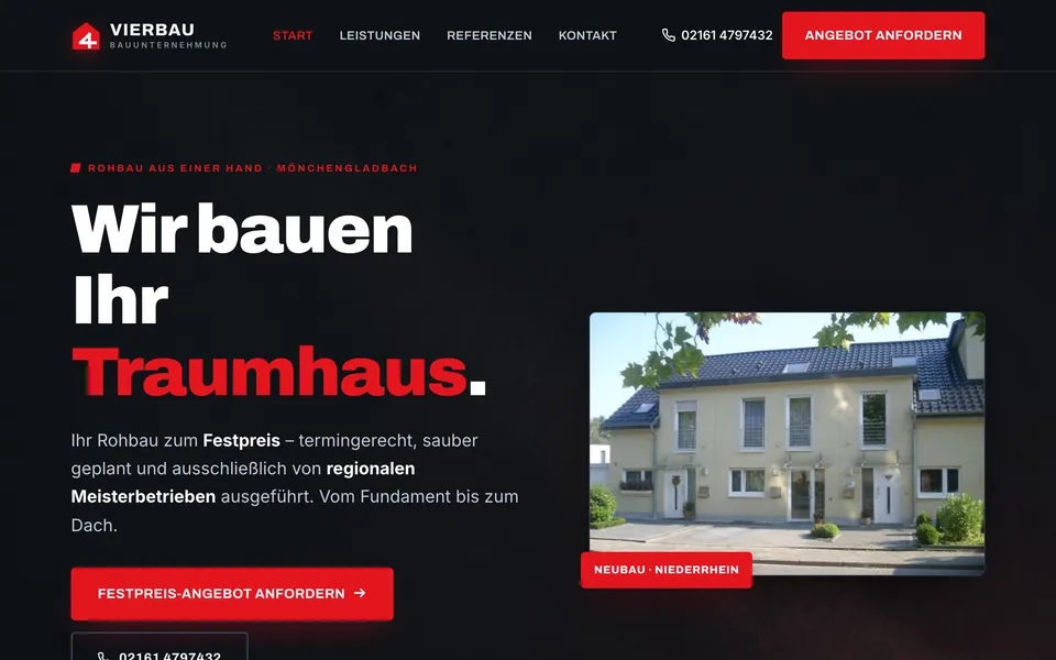 Website-Manufaktur-Demo-Seite für Bauunternehmung Vierbau, Mönchengladbach